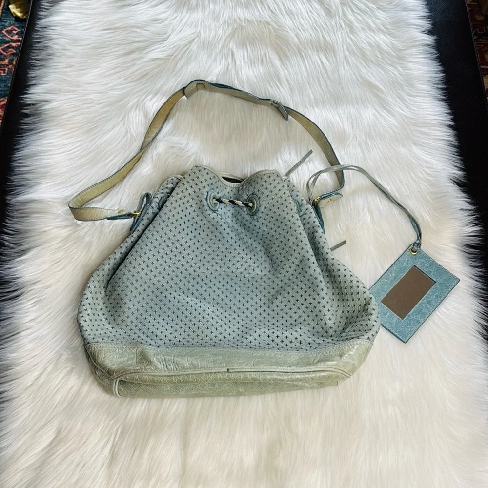 Balenciaga Pale Blue Arena Cross Pampille Bag - Picture 8 of 15